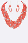 Mix Chain Beaded Weaved Statement Necklace Set - Whatever You Like Shop