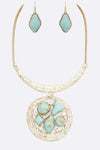 Mix Gem Pendant Collar Necklace Set - Whatever You Like Shop