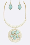 Mix Gem Pendant Collar Necklace Set - Whatever You Like Shop