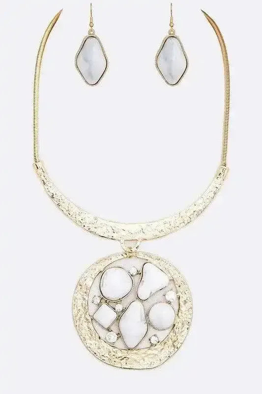 Mix Gem Pendant Collar Necklace Set - Whatever You Like Shop