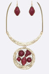 Mix Gem Pendant Collar Necklace Set - Whatever You Like Shop