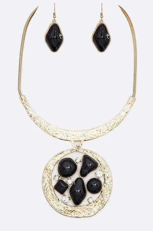 Mix Gem Pendant Collar Necklace Set - Whatever You Like Shop