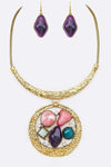 Mix Gem Pendant Collar Necklace Set - Whatever You Like Shop