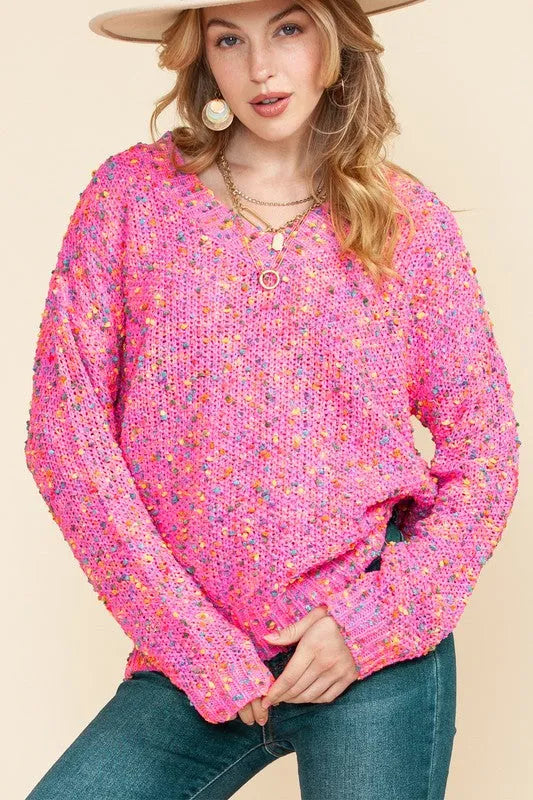 Mixed Color Chunky Knit Sweater - Whatever You Like Shop