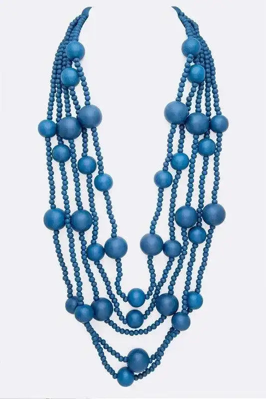 Mulit Layered Statement Wooden Beads Necklace - Whatever You Like Shop