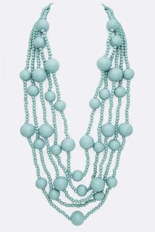 Mulit Layered Statement Wooden Beads Necklace - Whatever You Like Shop