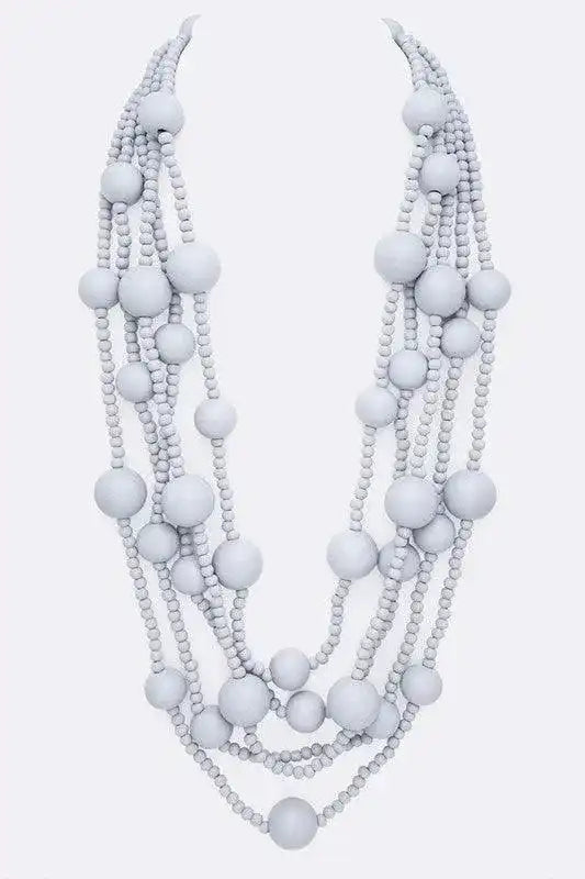 Mulit Layered Statement Wooden Beads Necklace - Whatever You Like Shop