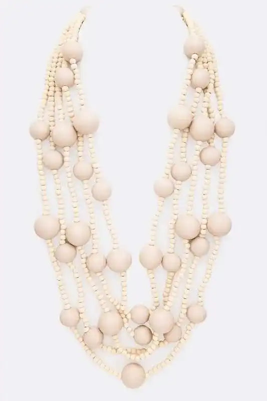 Mulit Layered Statement Wooden Beads Necklace - Whatever You Like Shop