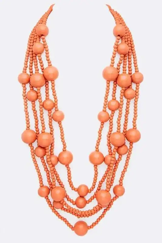 Mulit Layered Statement Wooden Beads Necklace - Whatever You Like Shop