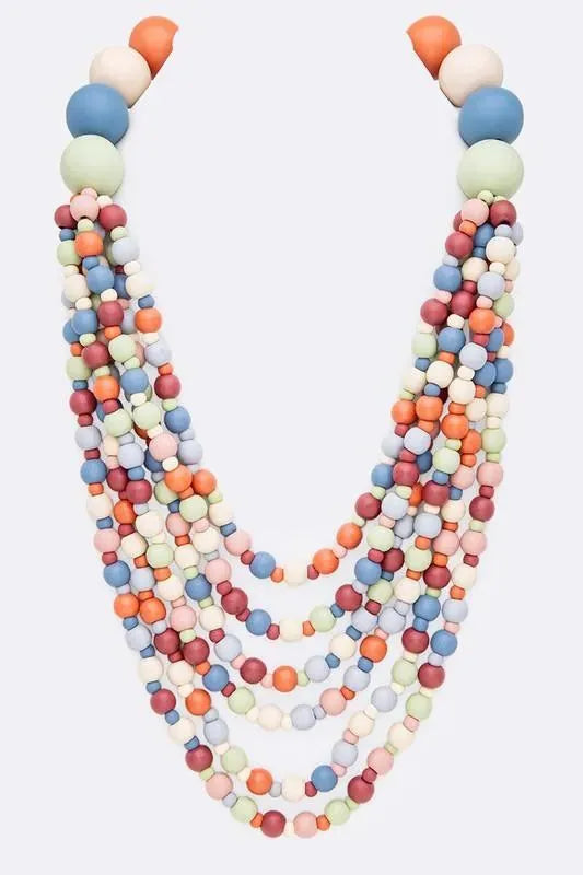 Multi Strand Wooden Beads Necklace - Whatever You Like Shop