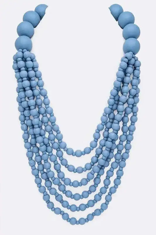 Multi Strand Wooden Beads Necklace - Whatever You Like Shop