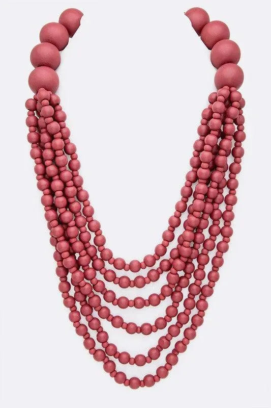 Multi Strand Wooden Beads Necklace - Whatever You Like Shop