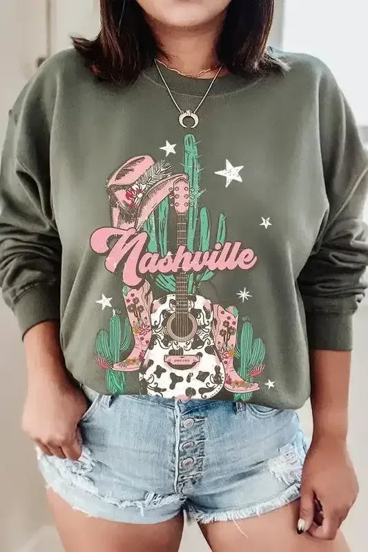 Nashville Music City Graphic Fleece Sweatshirts - Whatever You Like Shop