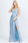 Off the shoulder glittery jacquard gathered gown - Whatever You Like Shop