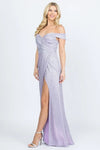 Off the shoulder glittery jacquard gathered gown - Whatever You Like Shop