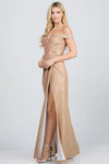 Off the shoulder glittery jacquard gathered gown - Whatever You Like Shop