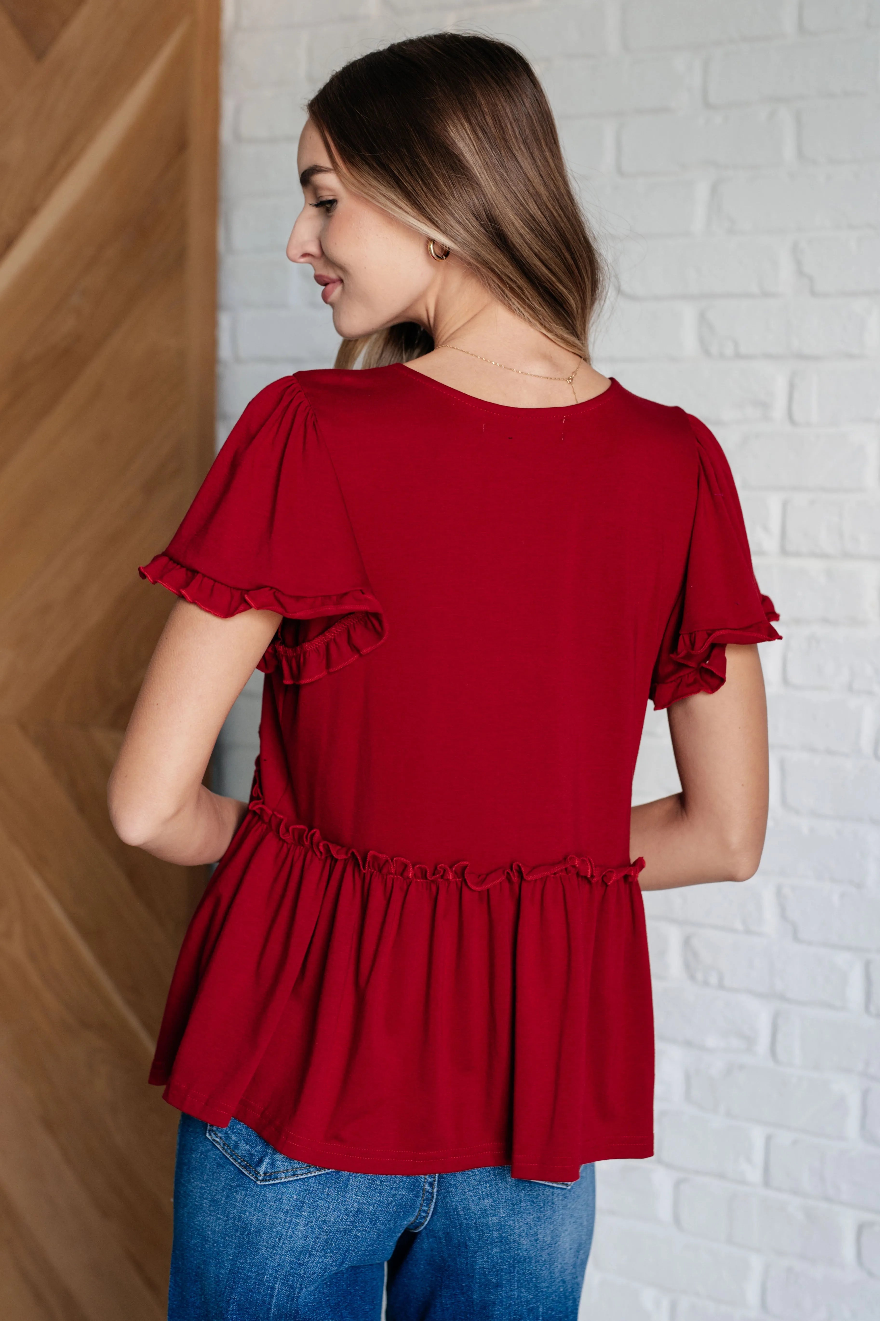 One Day Soon V-Neck Ruffle Detail Top - Whatever You Like Shop