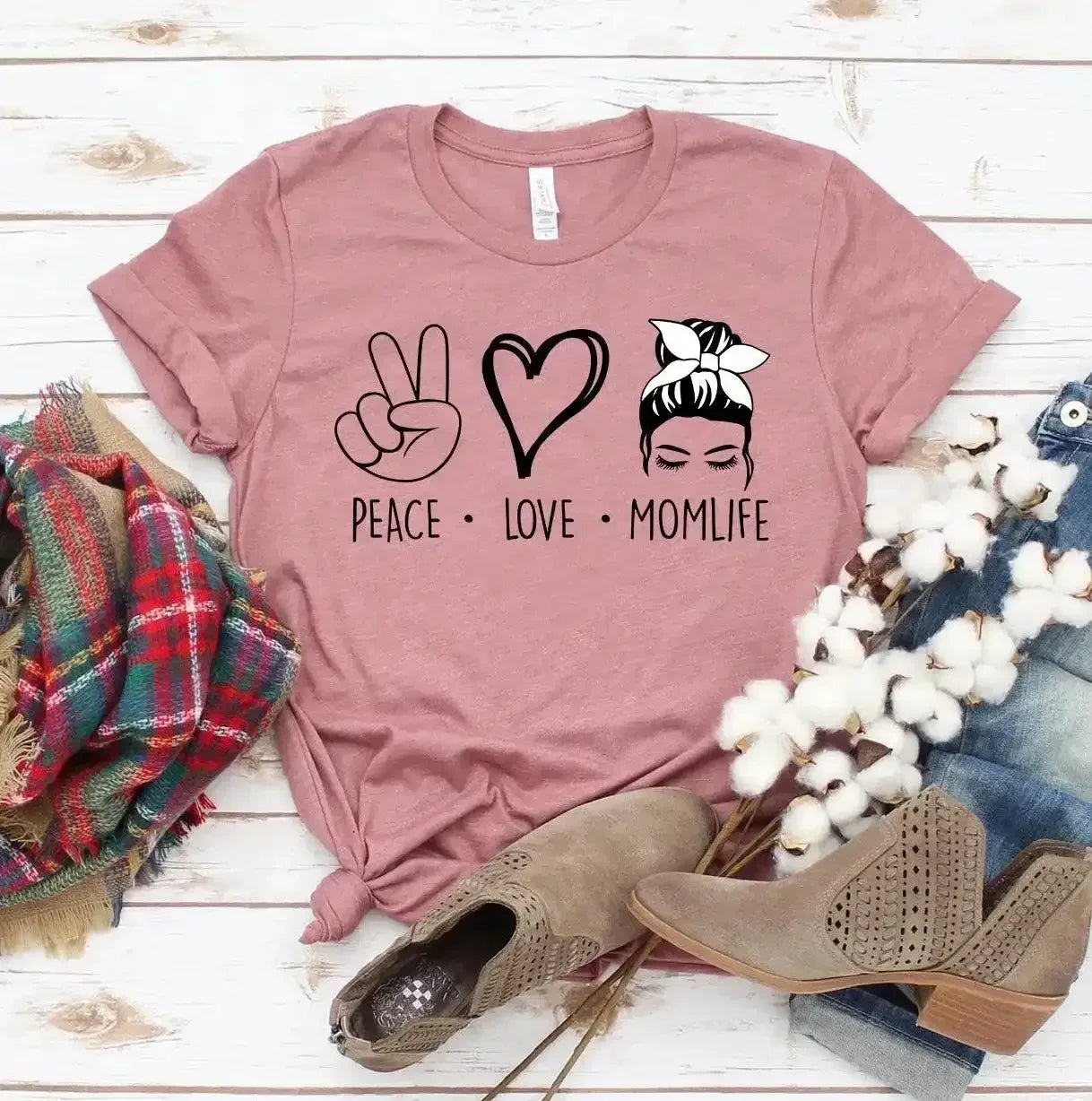 Peace Love Mom Life T-Shirt - Whatever You Like Shop