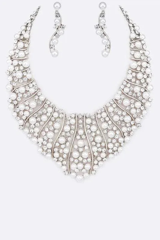 Pearl Crystal Bridal Necklace Set - Whatever You Like Shop