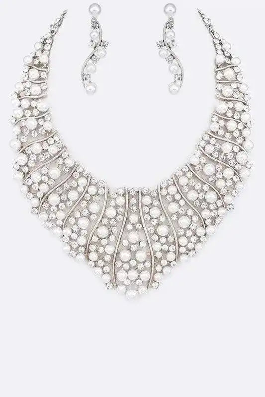 Pearl Crystal Bridal Necklace Set - Whatever You Like Shop