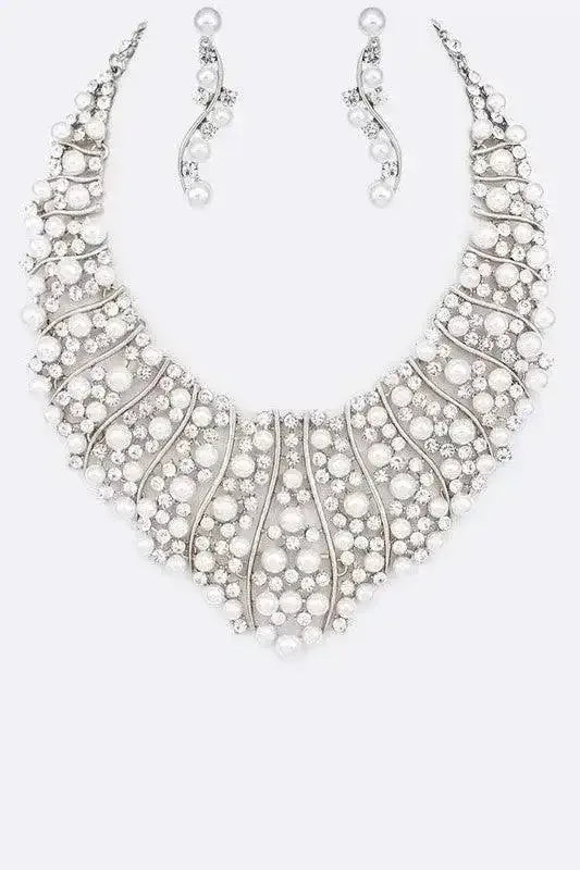 Pearl Crystal Bridal Necklace Set - Whatever You Like Shop