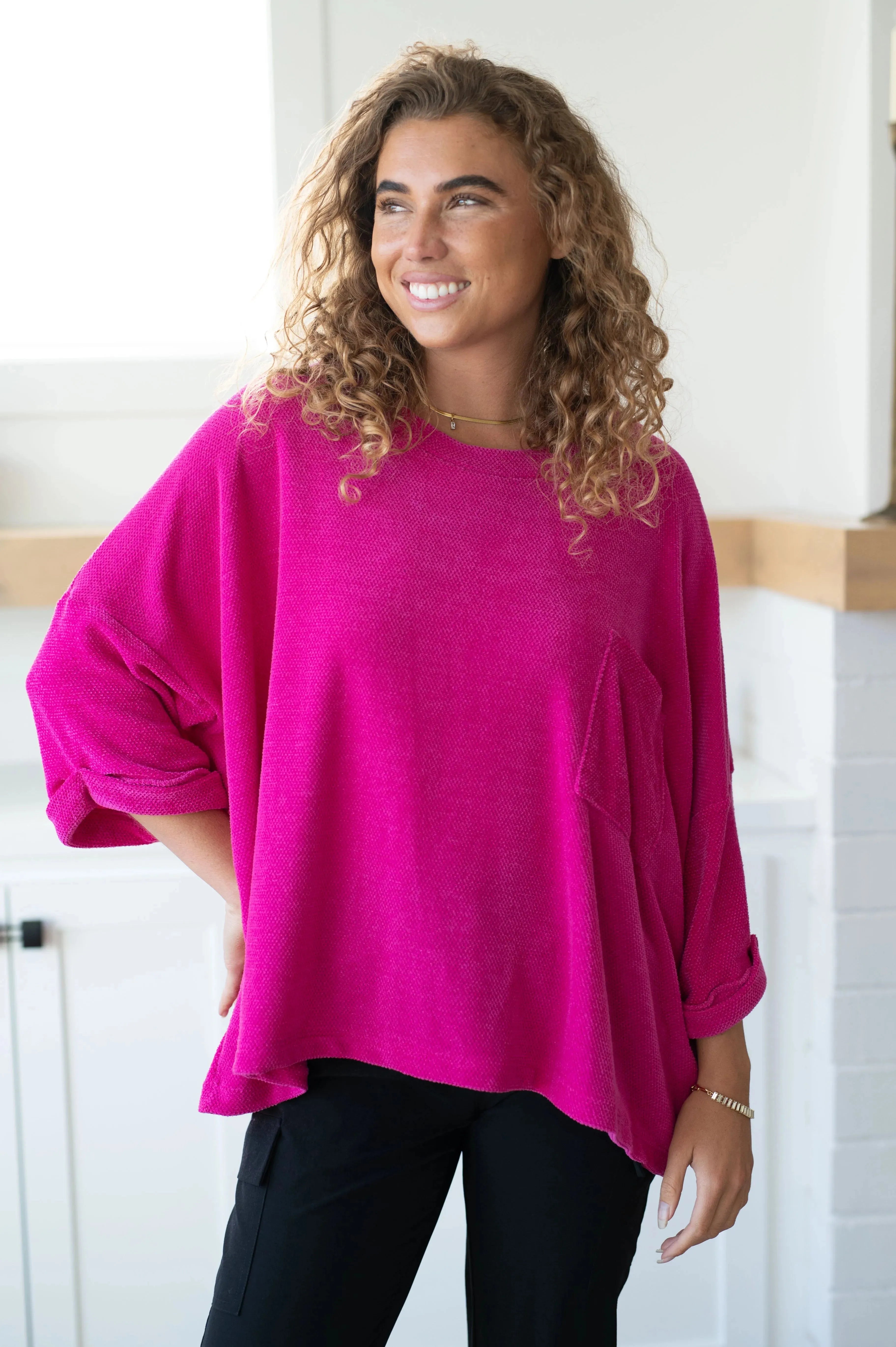 Pink Thoughts Chenille Blouse - Whatever You Like Shop