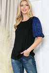 Pleat Bubble Sleeve Knit Top - Whatever You Like Shop