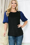 Pleat Bubble Sleeve Knit Top - Whatever You Like Shop