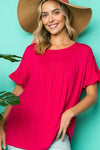 PLUS SOLID RUFFLED SL BABY DOLL TOP - Whatever You Like Shop