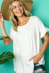 PLUS SOLID RUFFLED SL BABY DOLL TOP - Whatever You Like Shop