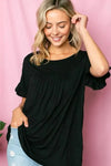 PLUS SOLID RUFFLED SL BABY DOLL TOP - Whatever You Like Shop