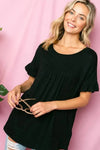 PLUS SOLID RUFFLED SL BABY DOLL TOP - Whatever You Like Shop