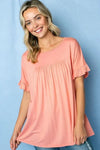 PLUS SOLID RUFFLED SL BABY DOLL TOP - Whatever You Like Shop