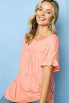 PLUS SOLID RUFFLED SL BABY DOLL TOP - Whatever You Like Shop