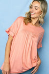 PLUS SOLID RUFFLED SL BABY DOLL TOP - Whatever You Like Shop