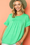 PLUS SOLID RUFFLED SL BABY DOLL TOP - Whatever You Like Shop