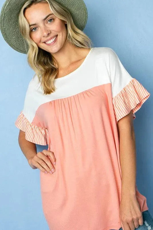 PLUS SOLID STRIPE BABY DOLL TOP - Whatever You Like Shop