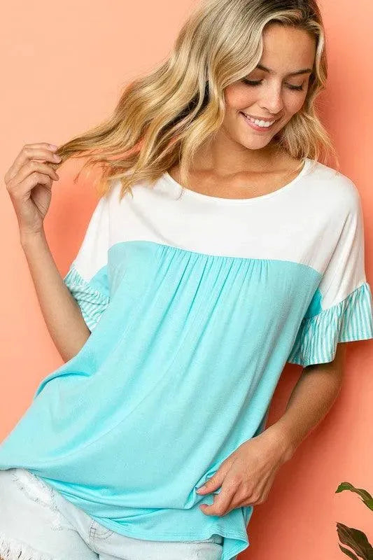 PLUS SOLID STRIPE BABY DOLL TOP - Whatever You Like Shop