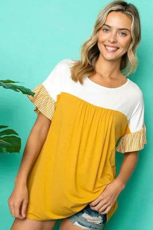 PLUS SOLID STRIPE BABY DOLL TOP - Whatever You Like Shop