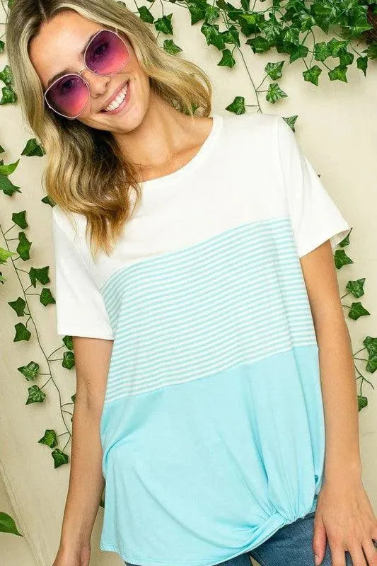 Plus Stripe Color Block Tunic - Whatever You Like Shop