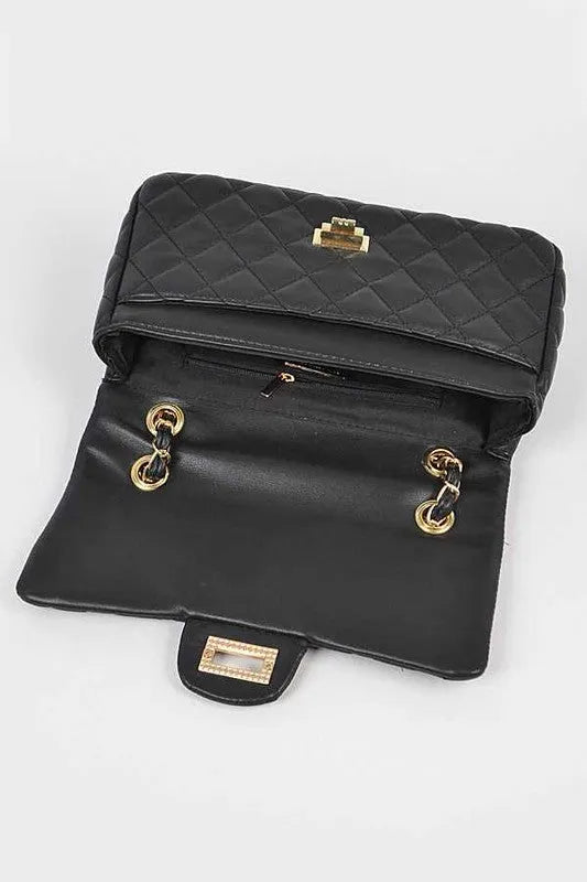 Quilted Turn Lock Convertible Shoulder Bag - Whatever You Like Shop