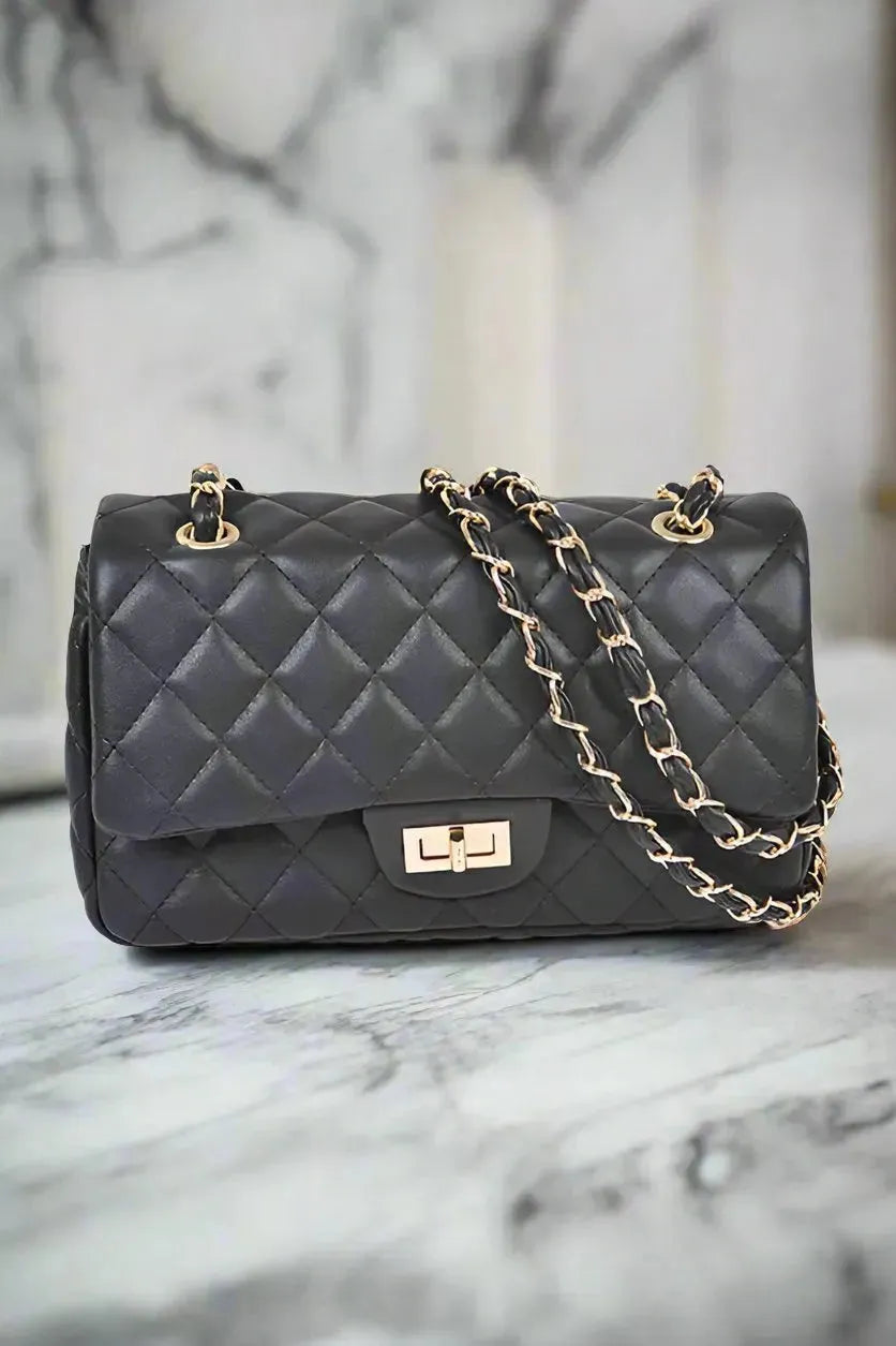 Quilted Turn Lock Convertible Shoulder Bag - Whatever You Like Shop