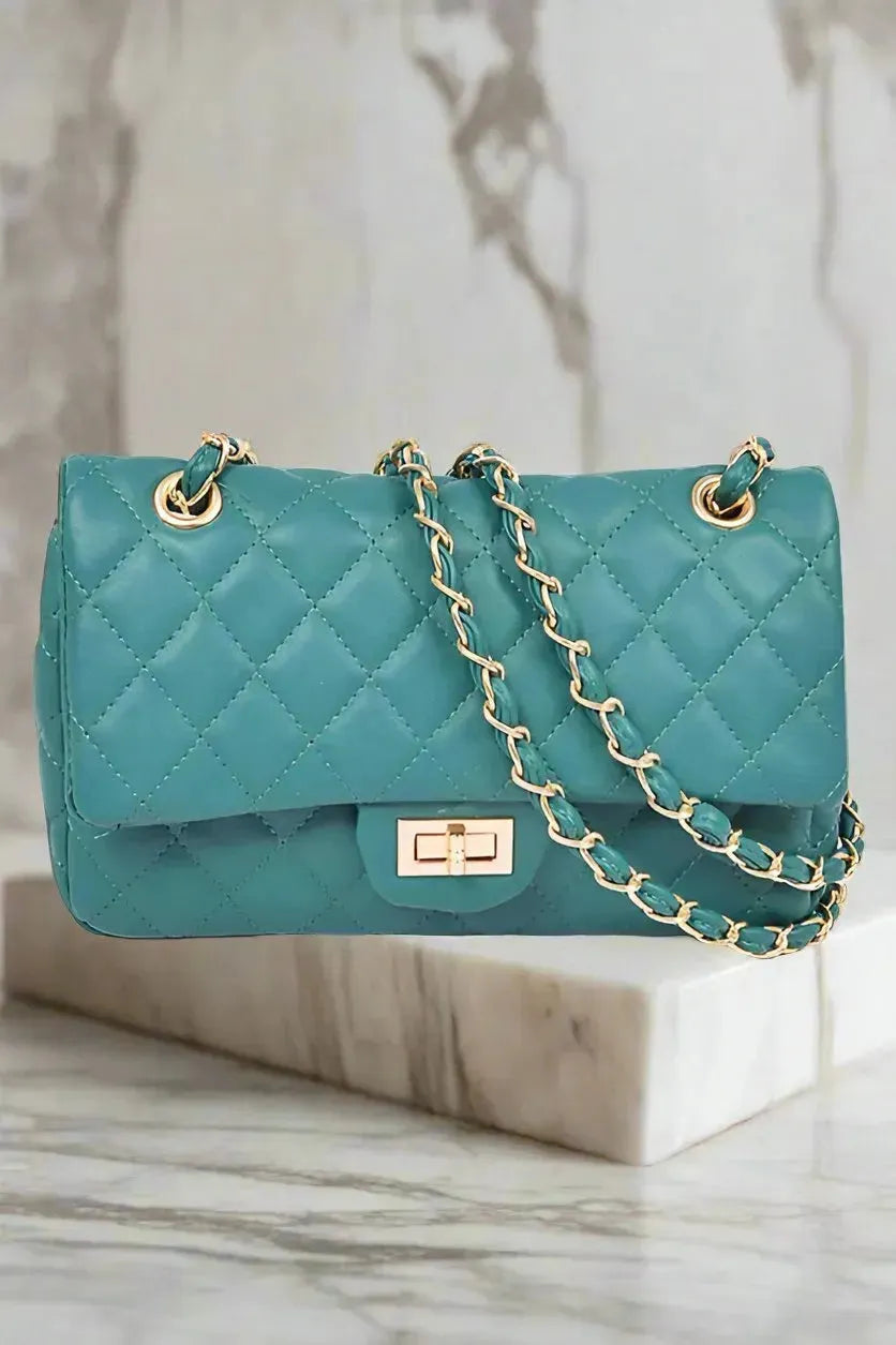 Quilted Turn Lock Convertible Shoulder Bag - Whatever You Like Shop