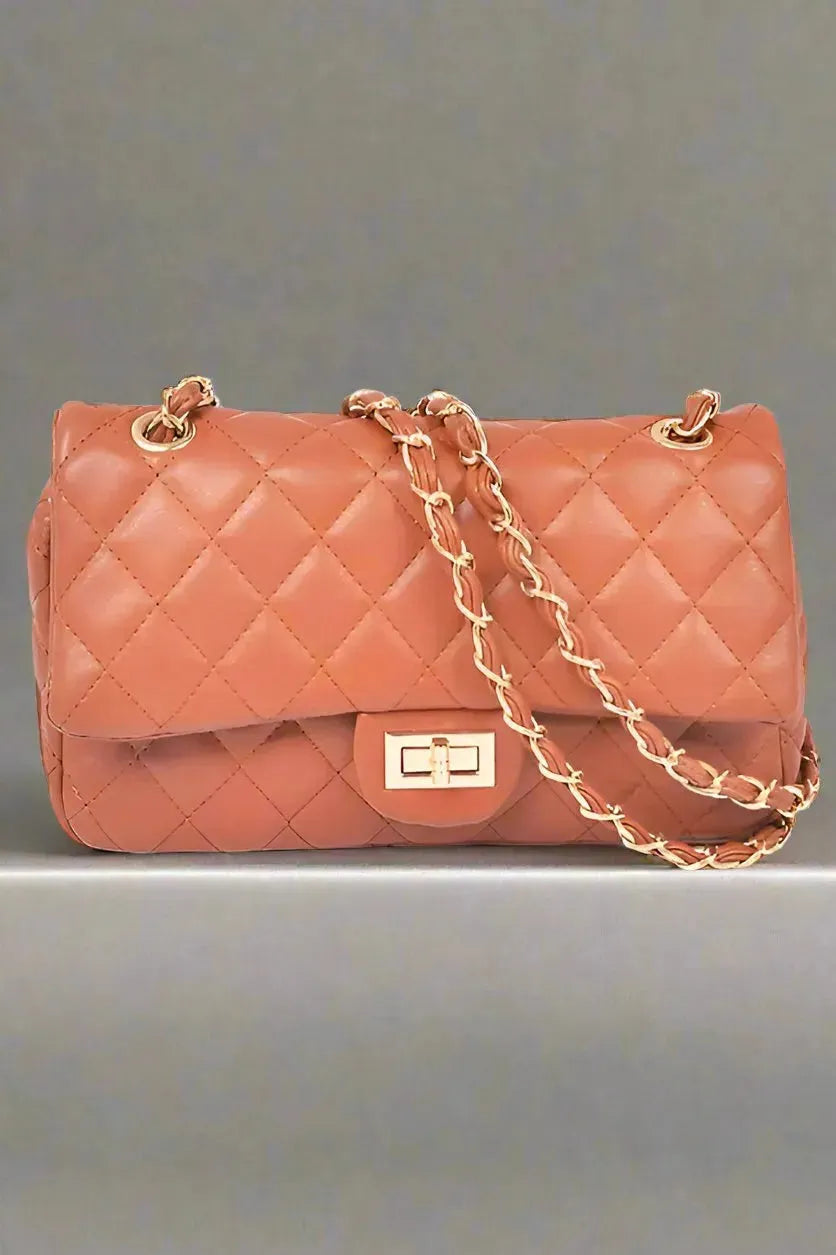 Quilted Turn Lock Convertible Shoulder Bag - Whatever You Like Shop