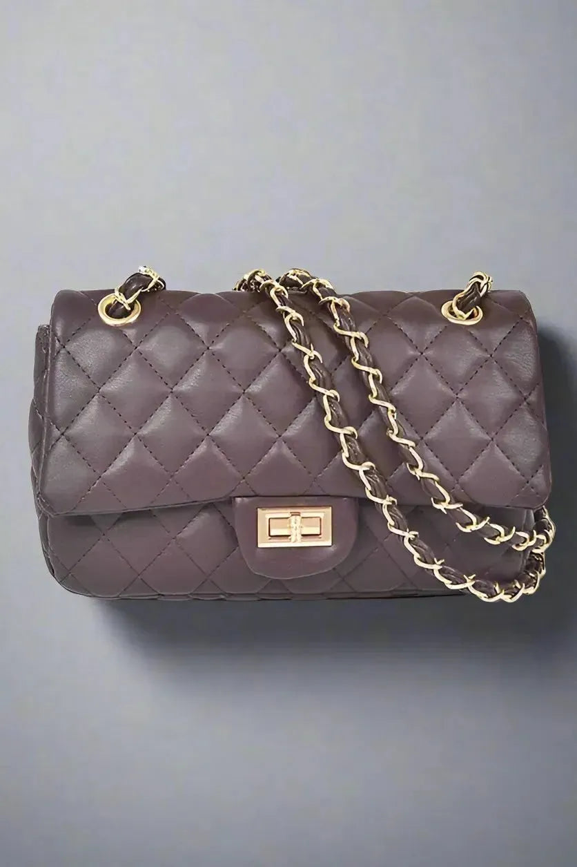 Quilted Turn Lock Convertible Shoulder Bag - Whatever You Like Shop