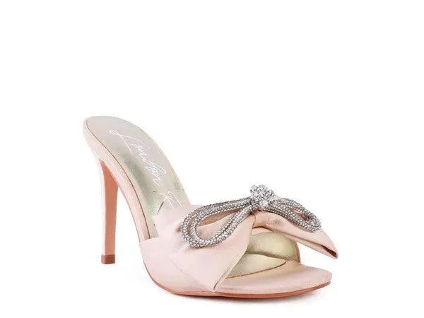 Rag & Co BRAG IN Crystal Bow Satin High Heeled Sandals - Whatever You Like Shop