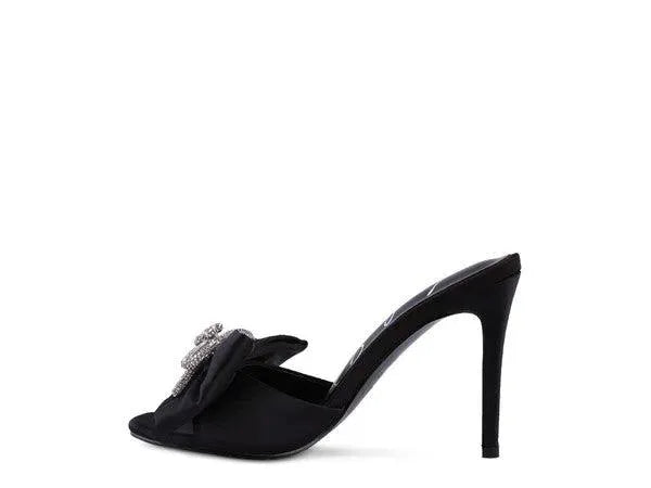 Rag & Co BRAG IN Crystal Bow Satin High Heeled Sandals - Whatever You Like Shop