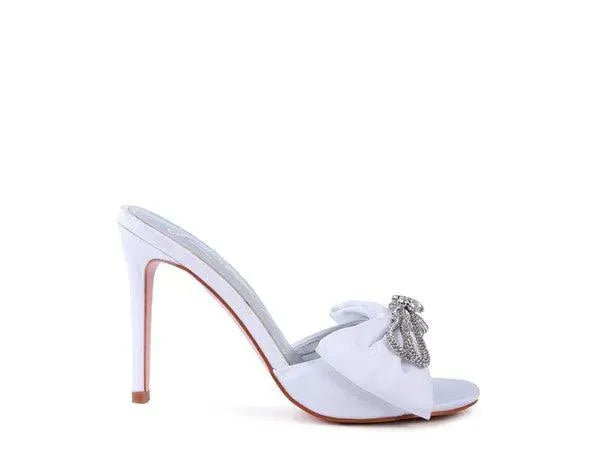 Rag & Co BRAG IN Crystal Bow Satin High Heeled Sandals - Whatever You Like Shop