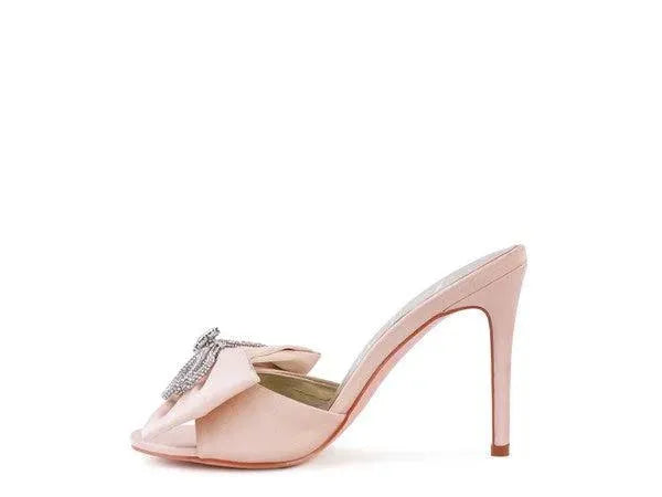 Rag & Co BRAG IN Crystal Bow Satin High Heeled Sandals - Whatever You Like Shop