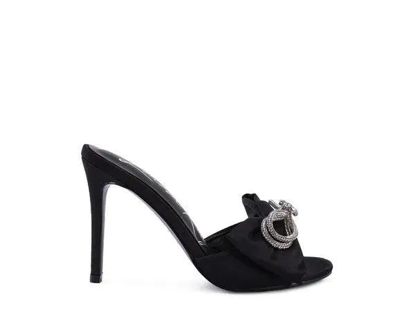 Rag & Co BRAG IN Crystal Bow Satin High Heeled Sandals - Whatever You Like Shop